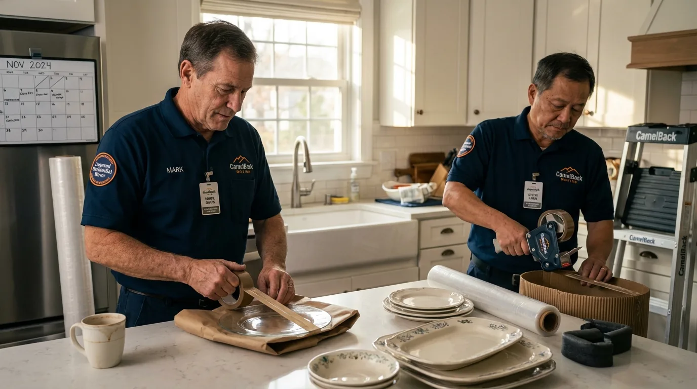 Professional crew packing kitchen dishware in Florence, AL